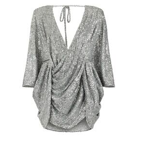 Silver Sequin Mini Dress